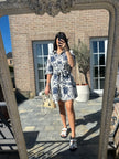 Robe à ramages bleu marine ZORA
