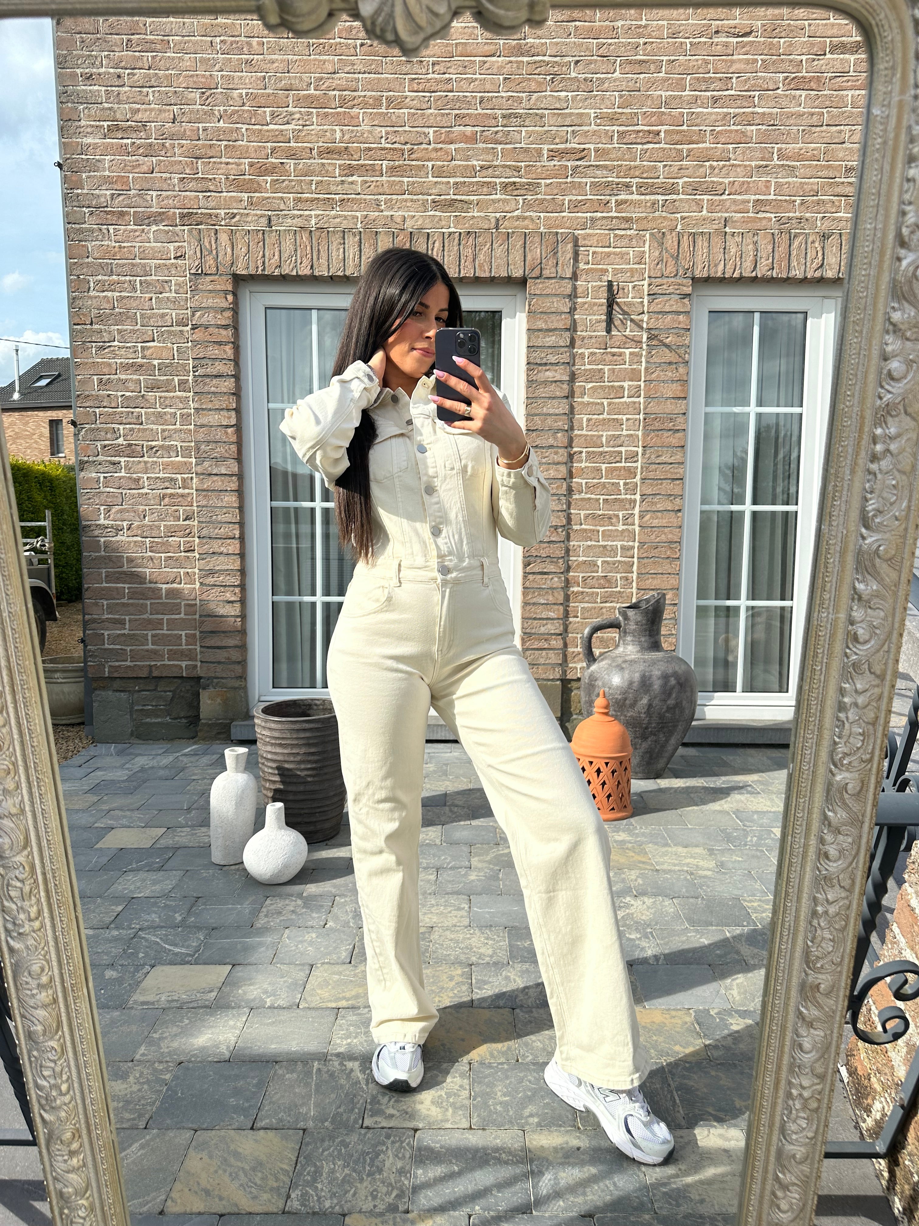 Combinaison en jeans beige SOFIA