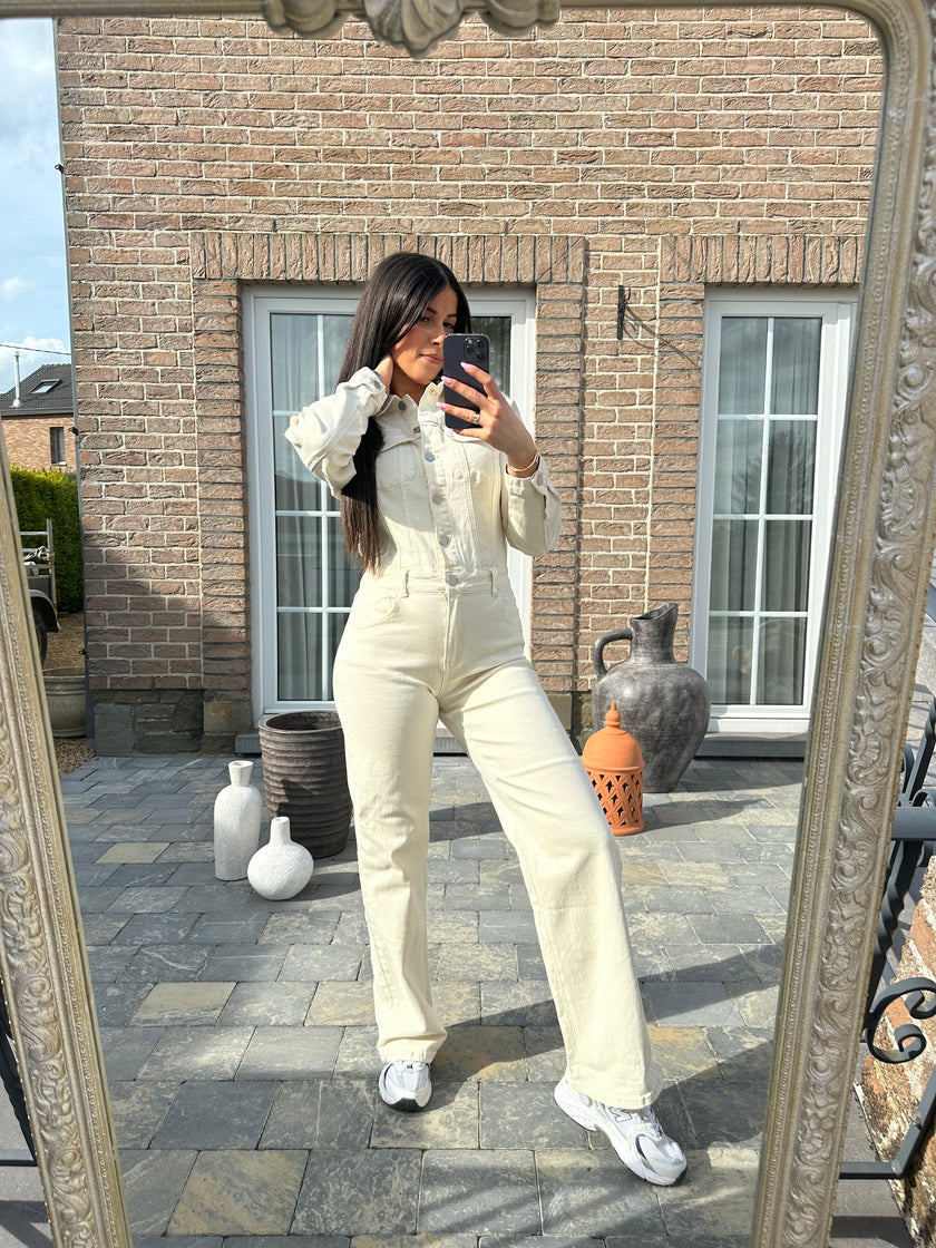 Combinaison en jeans beige SOFIA
