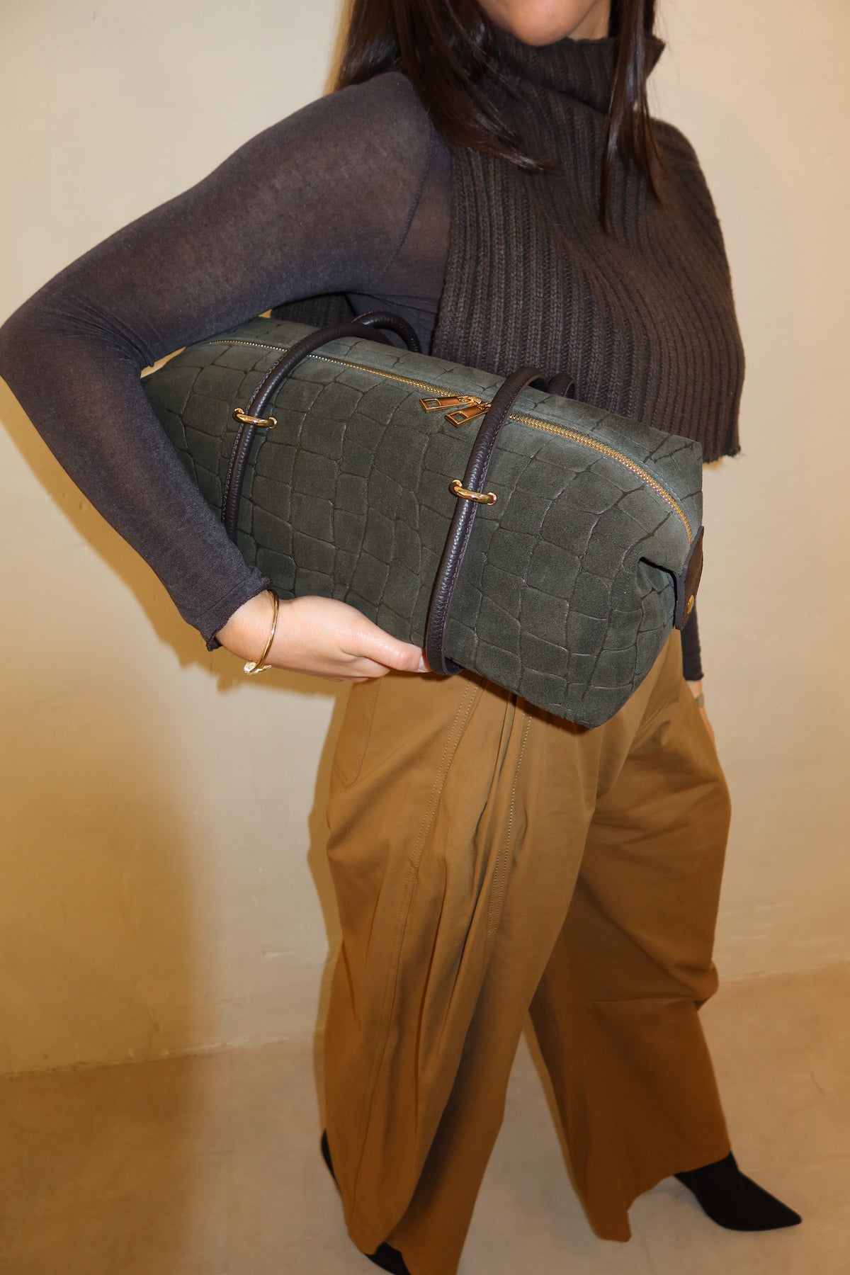 Sac allongé en motif croco