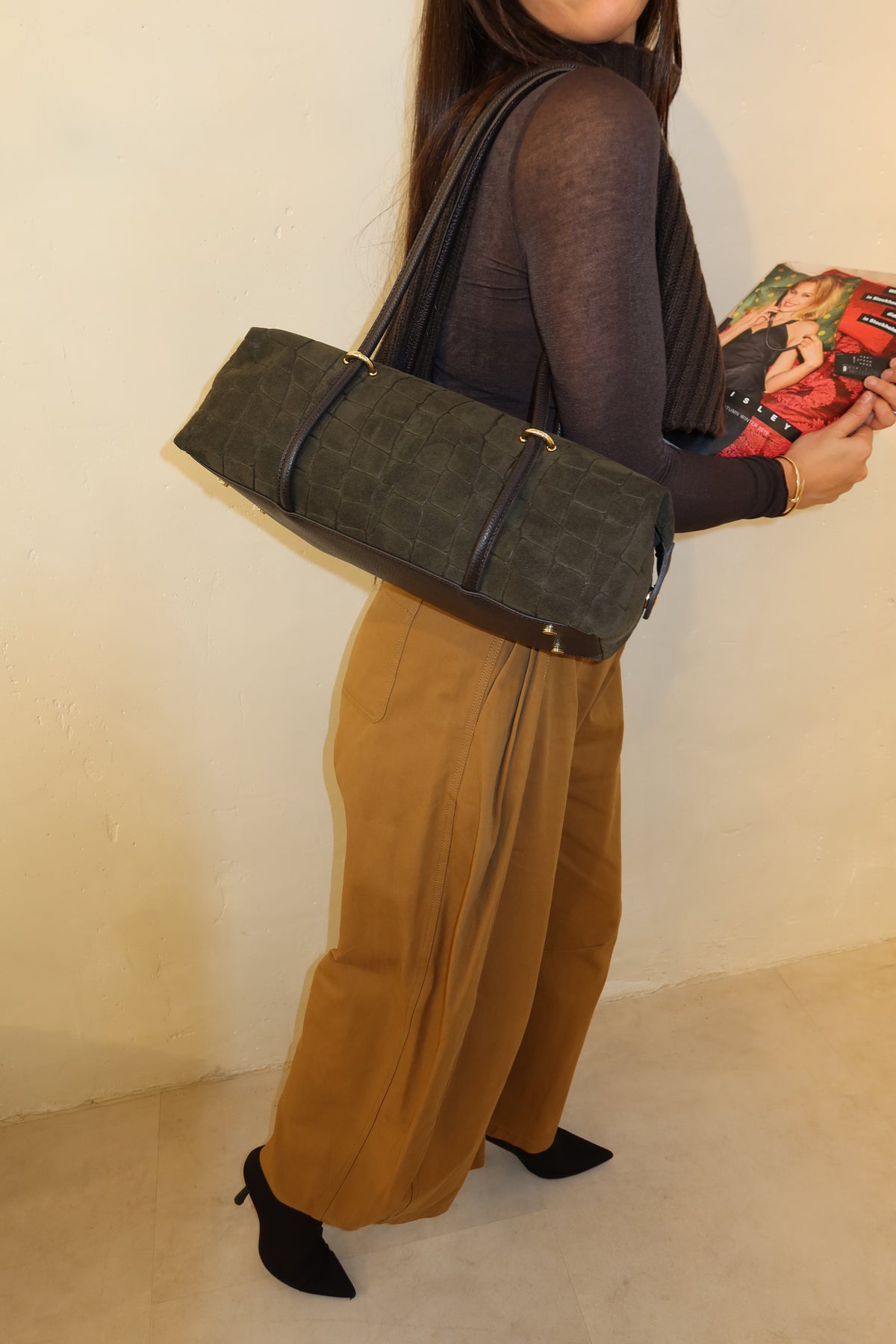 Sac allongé en motif croco