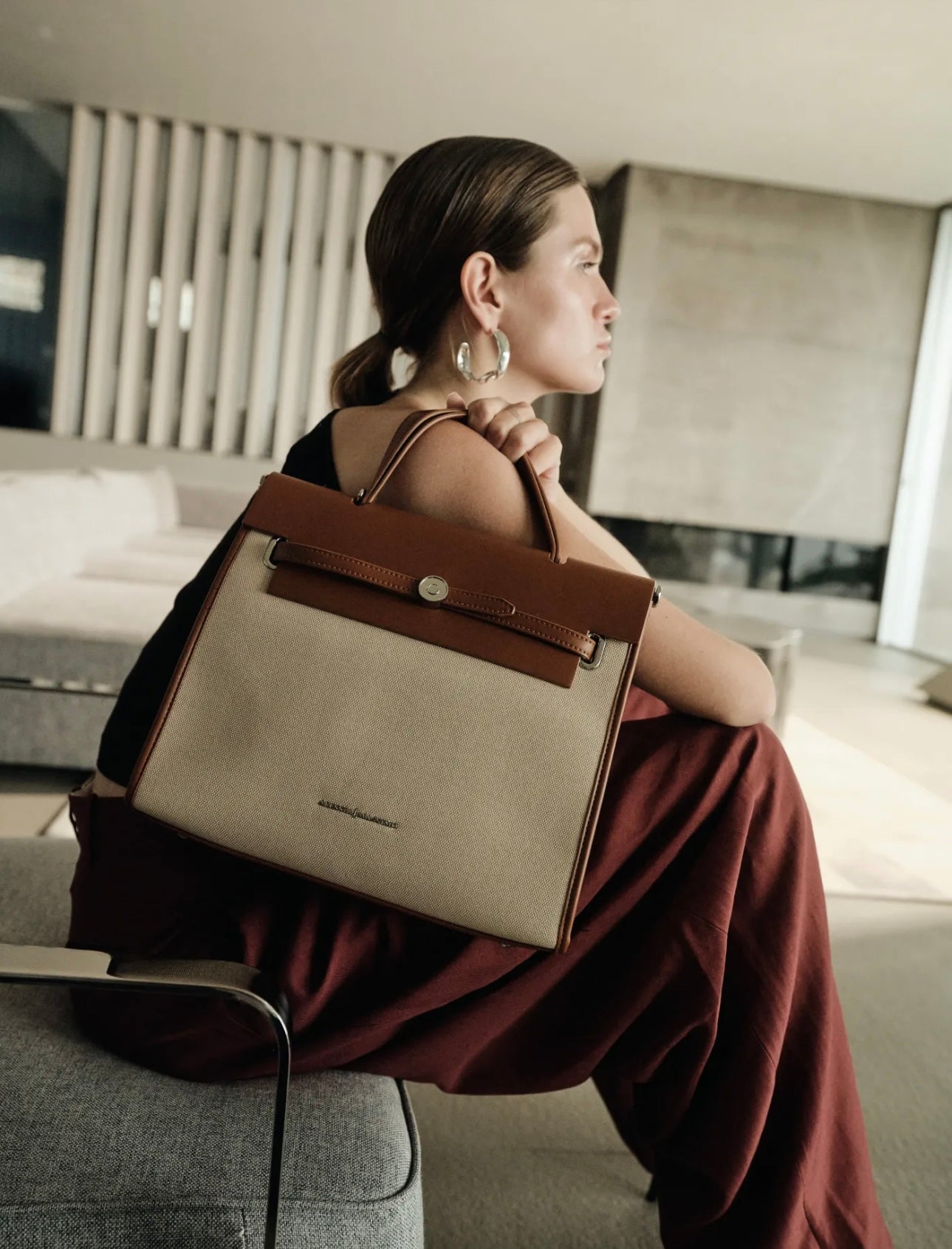 Sac élégant bi-matière Alessia Massimo