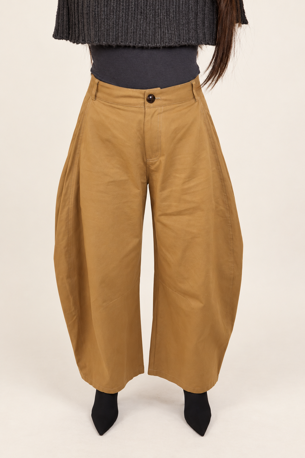 Pantalon ballon taille haute camel